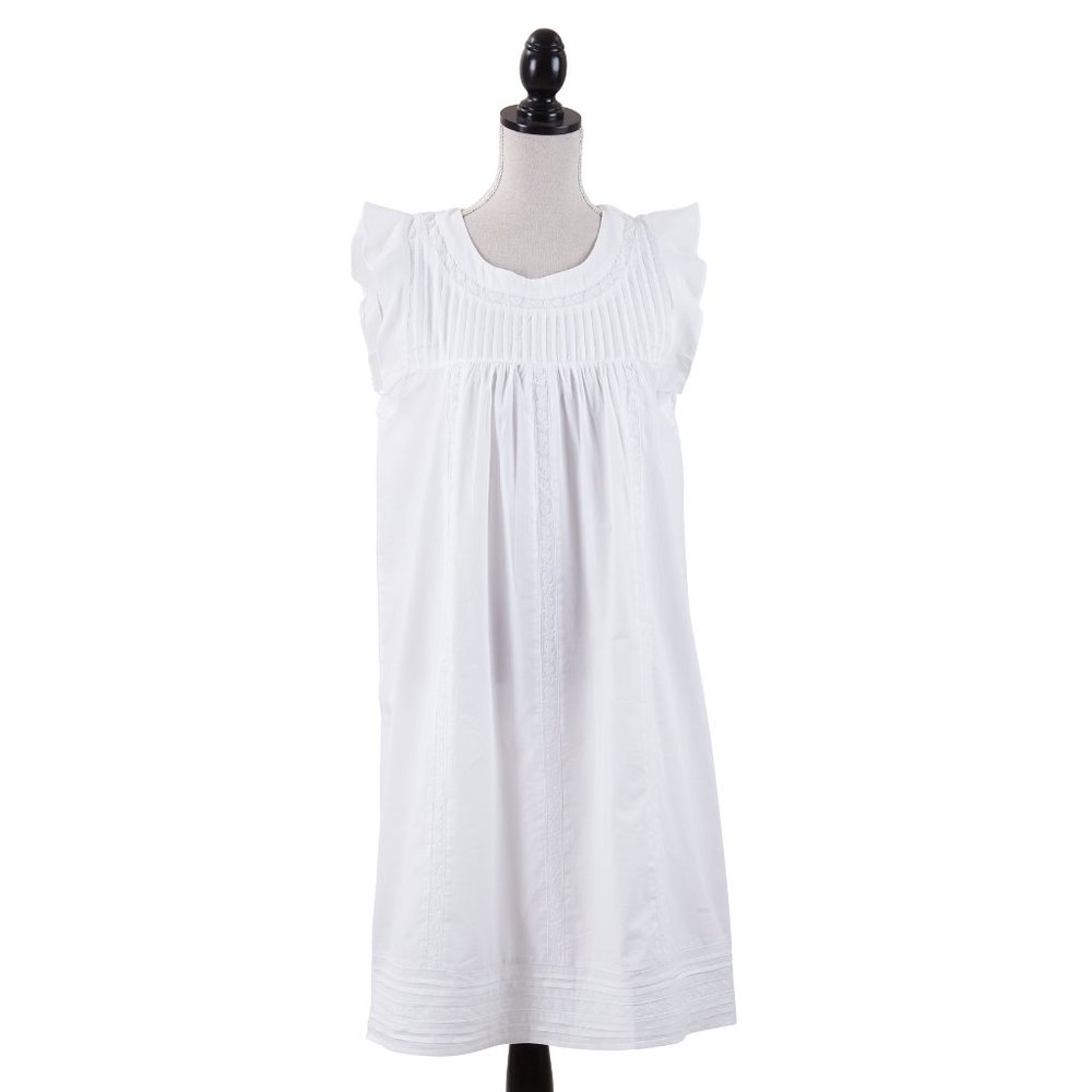 Taleen White Ladies Cool Sleeveless Cotton Embroidered Ladies Nightgown